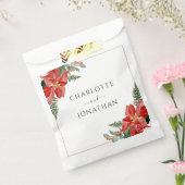 Rustic Winter Poinsettia Red Christmas Wedding Geschenktütchen (Versiegelt)