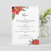 Rustic Winter Poinsettia Red Christmas Wedding Menükarte (Stehend Vorderseite)