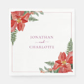 Rustic Winter Poinsettia Red Christmas Wedding Serviette (Vorderseite)