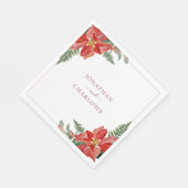 Rustic Winter Poinsettia Red Christmas Wedding Serviette (Ecke)