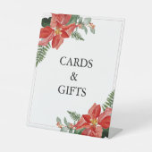 Rustic Winter Poinsettia Red Christmas Wedding Sockelschild (Vorderseite)