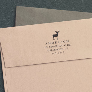Rustic Winter Reindeer Return Address Permastempel