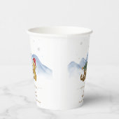 Rustic Winter Sleigh Bear Baby Shower Welcome Pappbecher (Rechts)