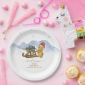 Rustic Winter Sleigh Bear Baby Shower Welcome Pappteller (Party)