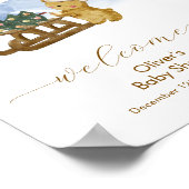 Rustic Winter Sleigh Bear Baby Shower Welcome Poster (Ecke)