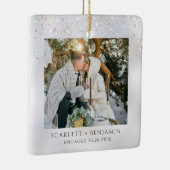 Rustic Winter Snow Engagement Photo Keramikornament (Rechts)
