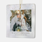 Rustic Winter Snow Engagement Photo Keramikornament (Links)