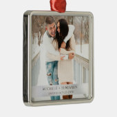Rustic Winter Snow Engagement Photo Ornament Aus Metall (Rechts)