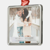 Rustic Winter Snow Engagement Photo Ornament Aus Metall (Links)