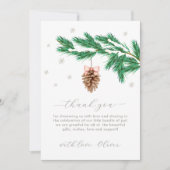 Rustic Winter Snowflake Pine cone Baby Shower Dankeskarte (Vorderseite)
