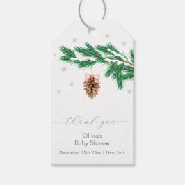 Rustic Winter Snowflake Pine cone Baby Shower Geschenkanhänger