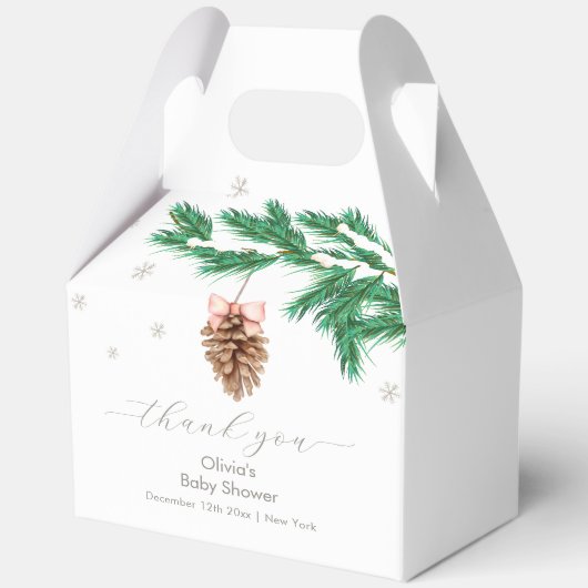 Rustic Winter Snowflake Pine cone Baby Shower Geschenkschachtel (Vorderseite)