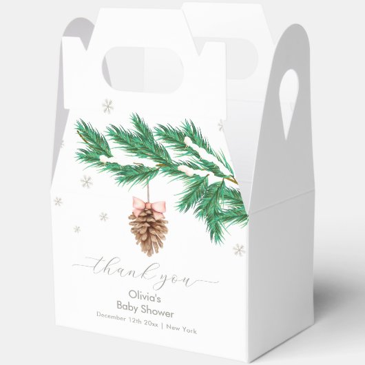 Rustic Winter Snowflake Pine cone Baby Shower Geschenkschachtel (Offen)