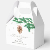 Rustic Winter Snowflake Pine cone Baby Shower Geschenkschachtel (Rückseite)