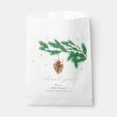 Rustic Winter Snowflake Pine cone Baby Shower  Geschenktütchen (Vorderseite)