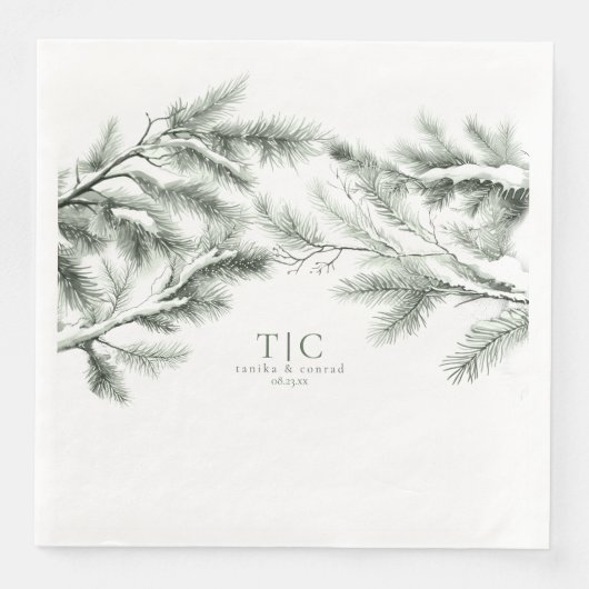Rustic Winter Wedding Boughs Forest Green ID1049 Serviette (Vorderseite)