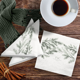Rustic Winter Wedding Boughs Forest Green ID1049 Serviette