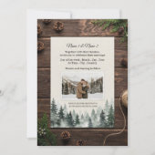 Rustic winter wedding invitation with photo einladung (Vorderseite)