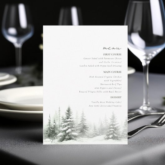 Rustic Winter Wedding Menü Forest Green ID1049