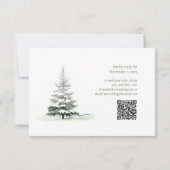 Rustic Winter Wedding QR Code Forest Green ID1049 RSVP Karte (Rückseite)
