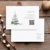 Rustic Winter Wedding QR Code Forest Green ID1049 RSVP Karte