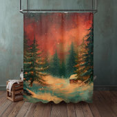 Rustic Winter Wonderland Christmas Shower Curtain Duschvorhang