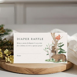 Rustic Winter Woodland Baby Shower Diaper Raffle Begleitkarte