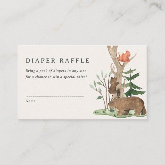 Rustic Winter Woodland Baby Shower Diaper Raffle Begleitkarte (Vorderseite)