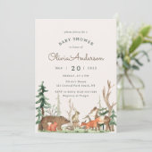 Rustic Winter Woodland Baby Shower Einladung (Stehend Vorderseite)
