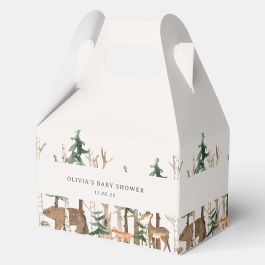 Rustic Winter Woodland Baby Shower Geschenkschachtel (Rückseite)
