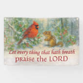 Rustic Winter Woodland Cardinal Chipmunk Scripture Banner (Horizontal)