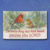 Rustic Winter Woodland Cardinal Chipmunk Scripture Banner