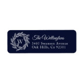 Rustic Winter Wreath Monogram Blue Address (Vorne)