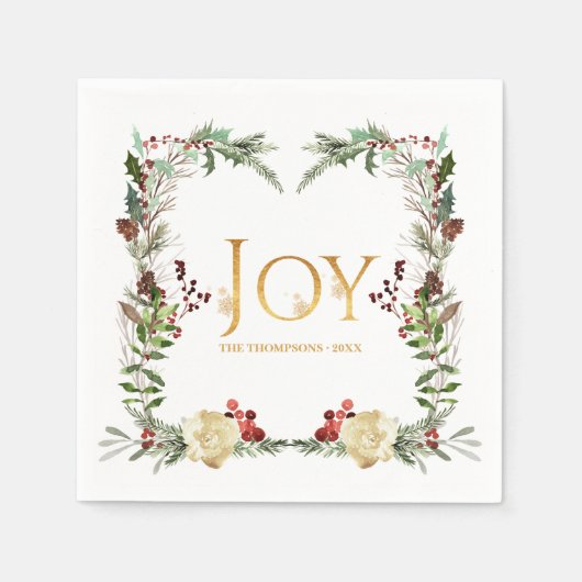 Rustic Winterland Freude Weihnachten Party Serviette (Vorderseite)