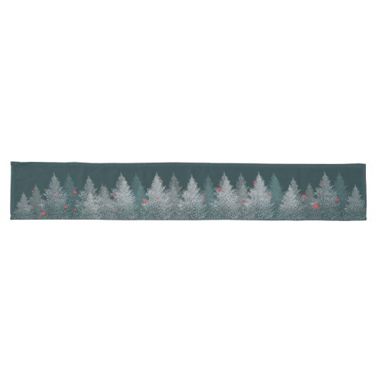 Rustic Wintry Christmas Trees Table Runner Großer Tischläufer (Horizontal)
