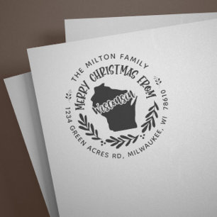 Rustic Wisconsin Frohe Weihnachtsfeier Rücksendead Gummistempel