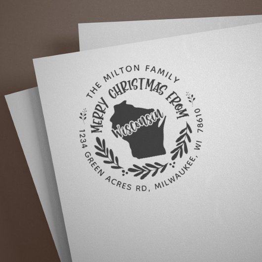 Rustic Wisconsin Frohe Weihnachtsfeier Rücksendead Gummistempel