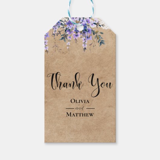 Rustic Wisteria Floral Lace Wedding Vielen Dank Geschenkanhänger (Vorderseite)