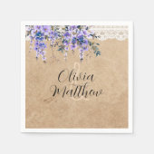 Rustic Wisteria Floral Lace Wedding Vielen Dank Serviette (Vorderseite)