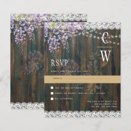 Rustic Wisteria Lights Lights Wood Wedding RSVP