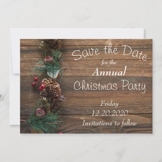 Rustic Woliday Party Card Save The Date (Vorderseite)