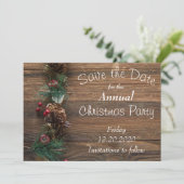 Rustic Woliday Party Card Save The Date (Stehend Vorderseite)