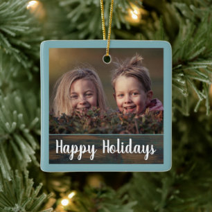 Rustic Woliday Script Custom Family Foto Keramikornament