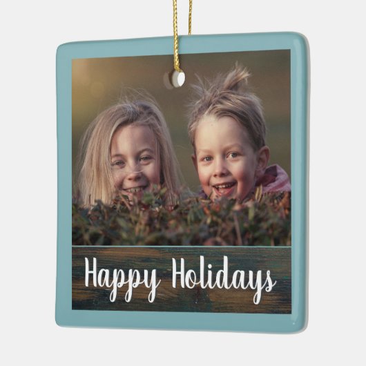 Rustic Woliday Script Custom Family Foto Keramikornament (Links)