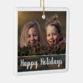 Rustic Woliday Script Custom Family Foto Keramikornament (Rechts)