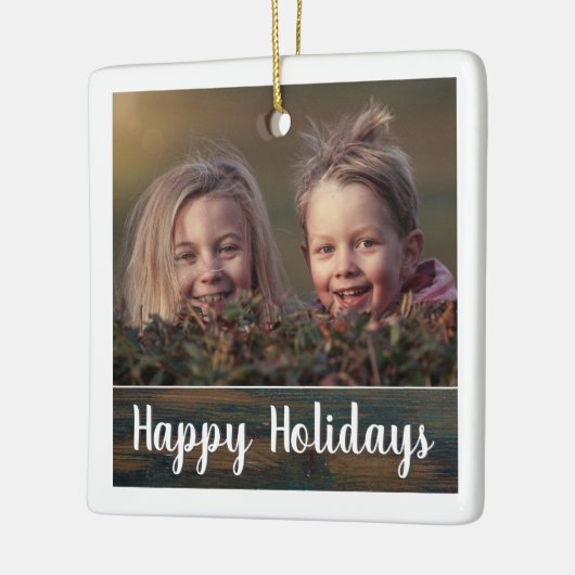 Rustic Woliday Script Custom Family Foto Keramikornament (Links)