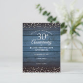 Rustic Wood 30th Pearl Anniversary Save the Date Postkarte (Stehend Vorderseite)
