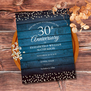Rustic Wood 30th Pearl Anniversary Save the Date Postkarte