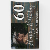 Rustic Wood 60. Geburtstagsparty Foto Banner (Vertikal)