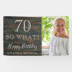 Rustic Wood 70 Na und 70. Geburtstagsfoto Banner